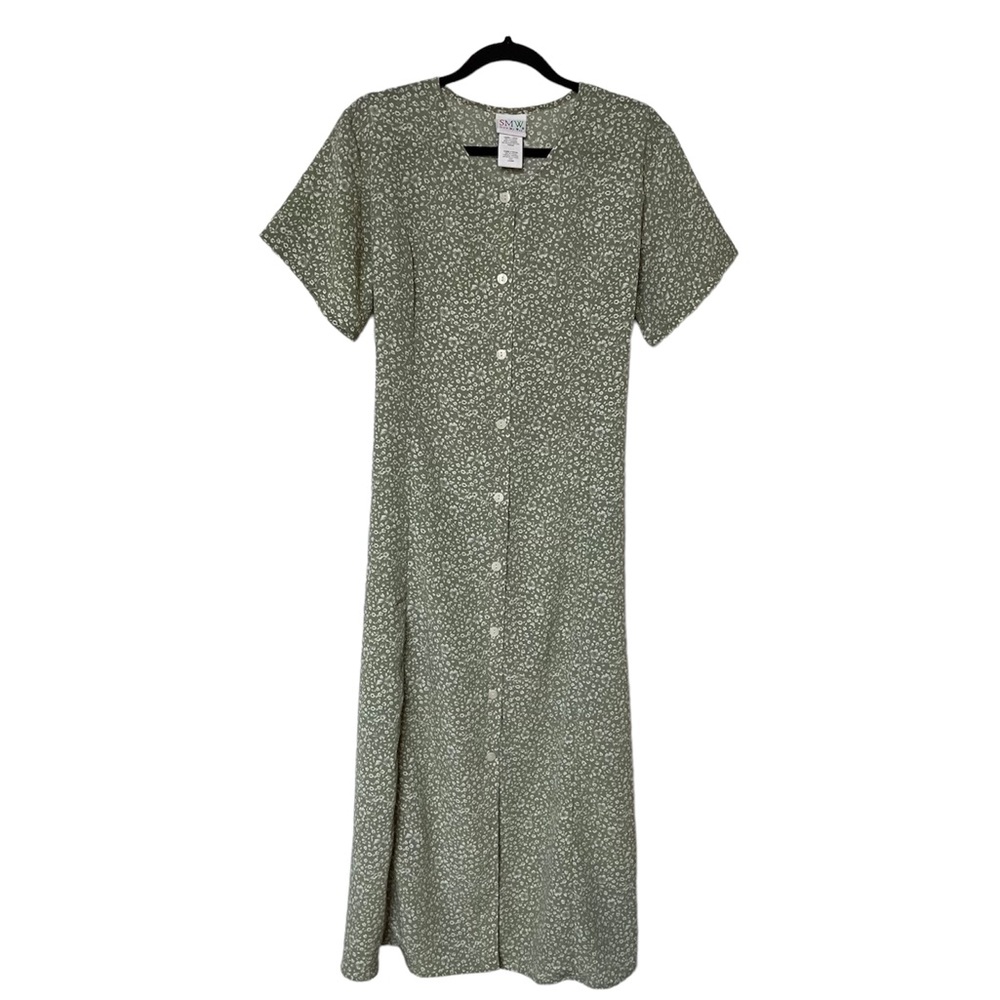 Vintage Green Floral Maxi Dress